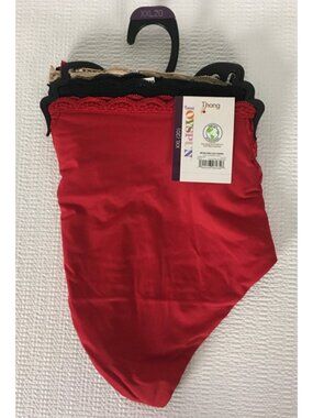 Joyspun 3 Pack Thong Underwear Women Size XXL 20 Red Black Leopard Print New